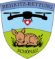Vereinslogo Drohne mit Herz schwebt über Rehkitz
