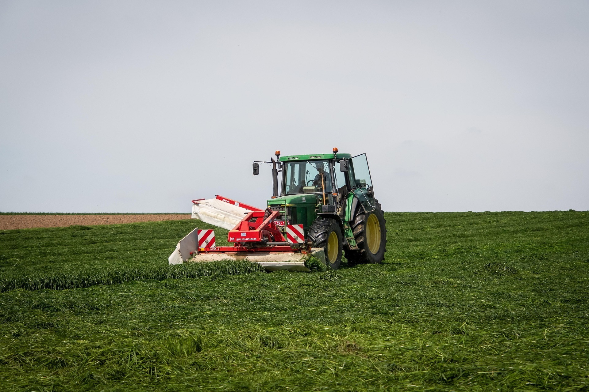 Traktor mäht Gras